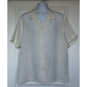 BONOBOS Men's‎ Cream Linen Blend Short Sleeve Button Front XXL Shirt Relaxed Fit